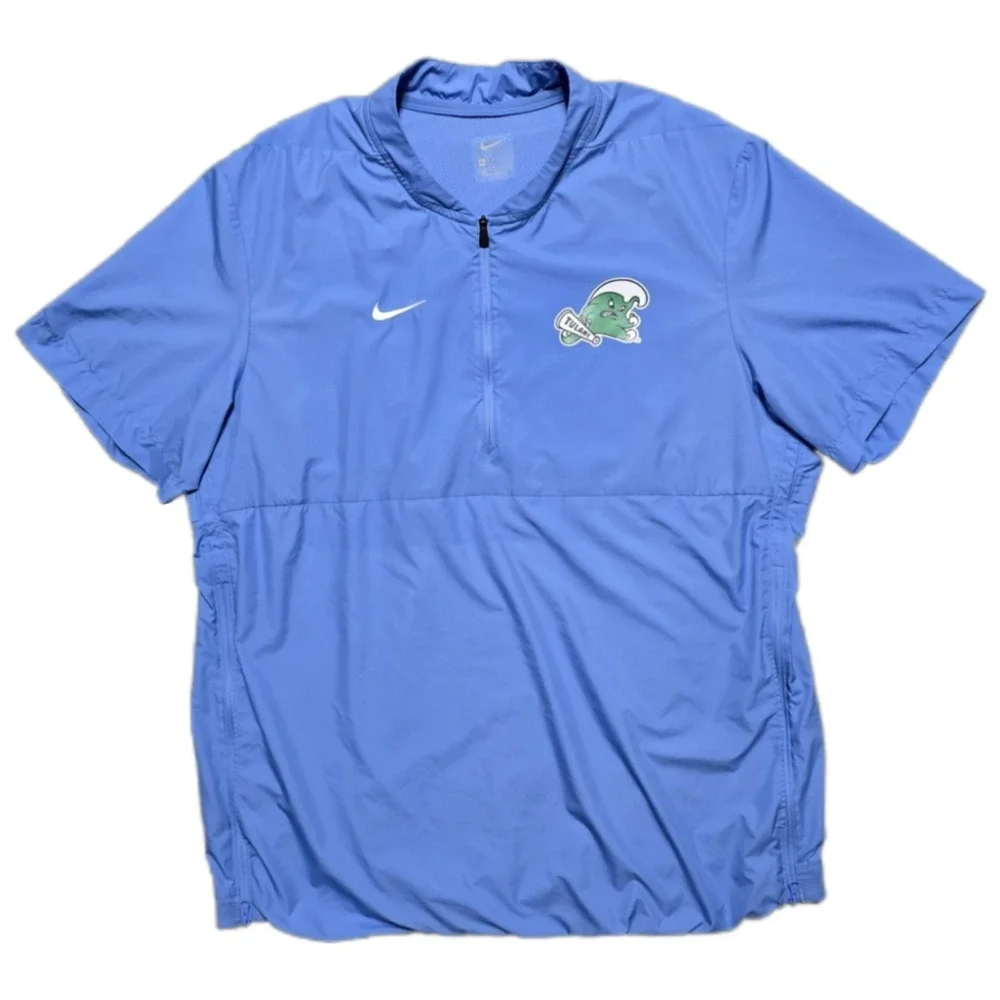 Rare Nike Tulane University Green Wave 1/2 Zip Wind Jacket Mens XL Baby Blue EUC